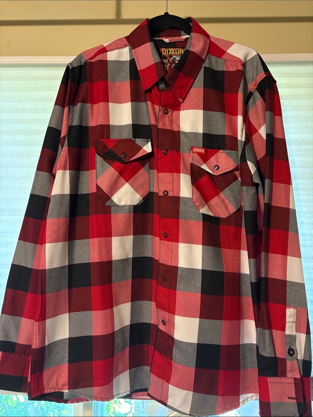 DIXXON - The Hammer - XL - Red Black White Plaid Button-Down Shirt